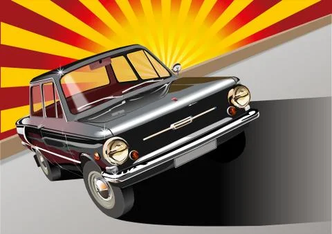 Retro car 60-s Stock Illustration