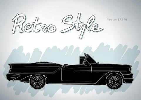 Retro car cabriolet vector draw isolated illustration Stock Illustration