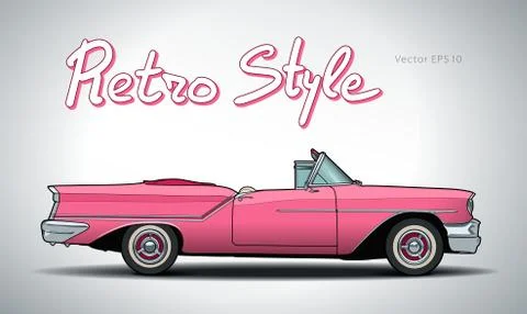 Retro car cabriolet vector draw isolated illustration Stock Illustration