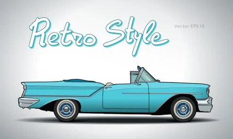 Retro car cabriolet vector draw isolated illustration Stock Illustration