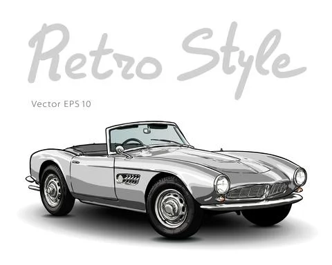 Retro car cabriolet vector draw isolated illustration Stock Illustration