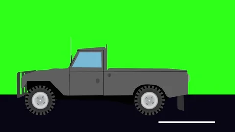 Retro car cartoon animation drive on the way with green screen background Stock Footage 325802467