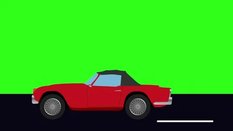 Retro car cartoon animation drive on the way with green screen background 库存影片 325802471