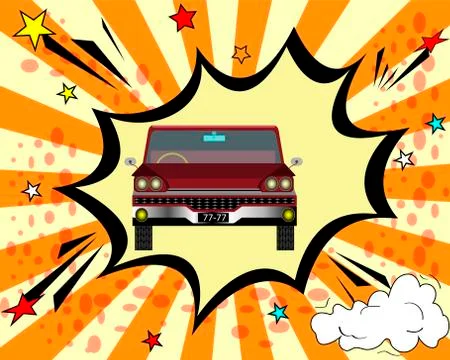 Retro car in comic style Stock Illustration