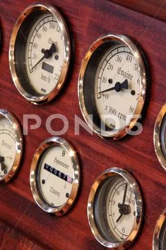 Retro car dash panel Stock Photos