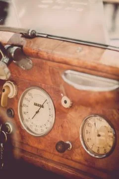 Retro car dashboard Stock Photos