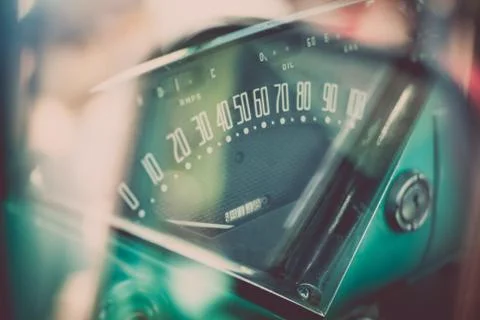 Retro car dashboard Stock Photos