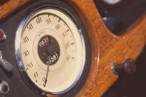 Retro car dashboard Stock Photos