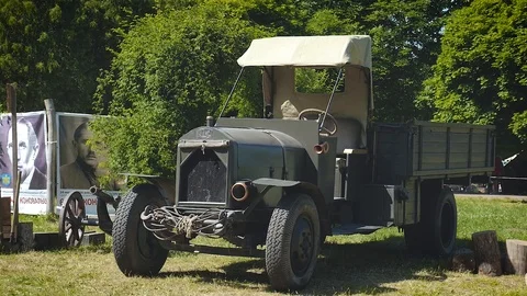Retro car during the Second World War Stock Footage 92701322