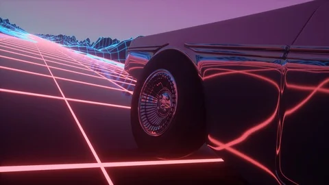 Retro car of the future, retrowave style back to the 1980's. 4k Stock Footage