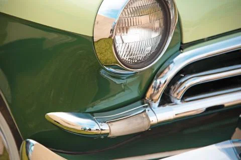 Retro car headlight closeup Stock Photos