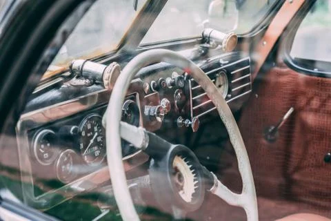 Retro car interior Stock Photos