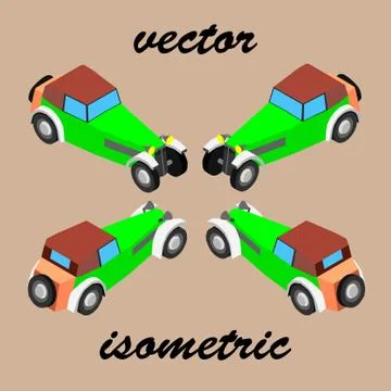 Retro car in isometric. Stock Illustration