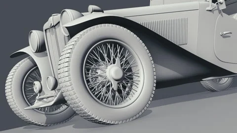 Retro car model driving on the road, CG Stock Footage 249260607