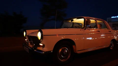 Retro car in the night. Stock Footage 52627409