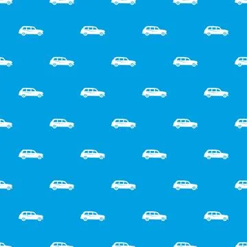 Retro car pattern seamless blue Stock Illustration