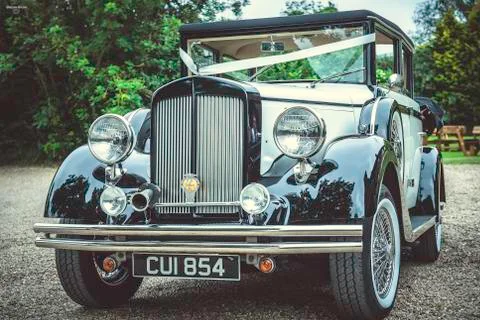 Retro car for weeding Stock Photos