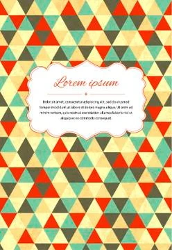Retro card background with many triangles and text template, a4 size Stock Illustration