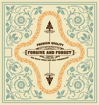 Retro card with design elements. Organized by layers. Stock Illustration