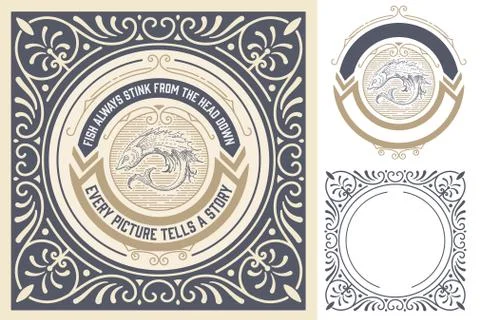 Retro card with elements Stock Illustration