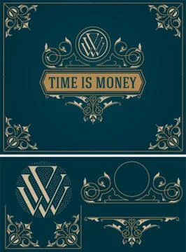 Retro card with elements Stock Illustration