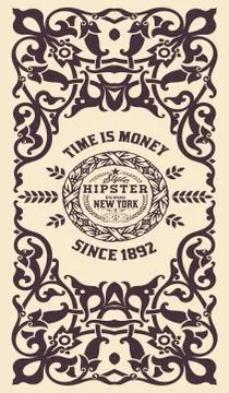 Retro card. Elements by layers. Stock Illustration