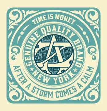 Retro card with monogram Stock Illustration