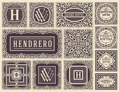 Retro cards set. Elements layered. イラスト素材