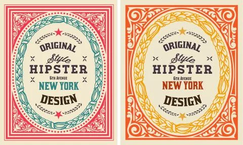 Retro cards set. Elements organized by layers. Stock Illustration