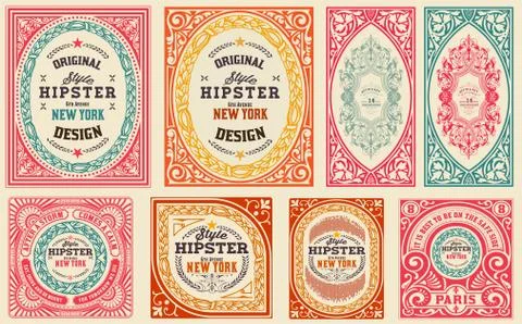 Retro cards set. Elements organized by layers. Stock Illustration