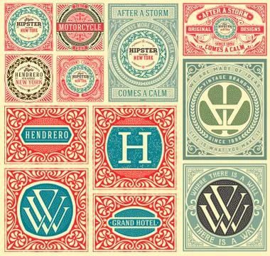 Retro cards set. Elements organized by layers. Stock Illustration