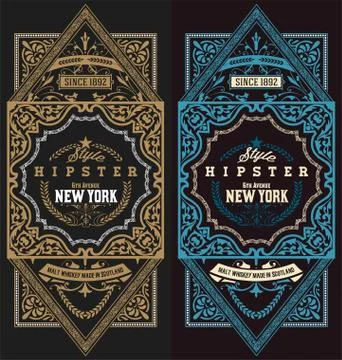 Retro cards set Stock Illustration