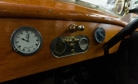 A retro car.Front panel Stock Photos