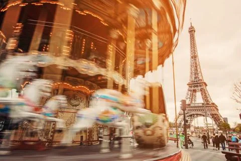 Retro carousel in paris Foto stock