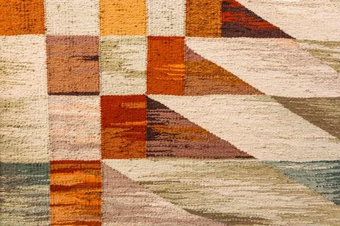 Retro carpet texture with hand-made geometric pattern Stock Photos