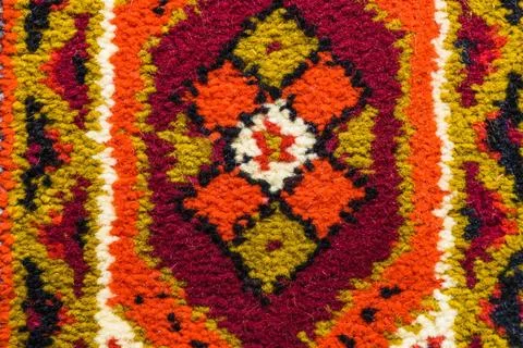Retro carpet texture with hand-made geometric pattern Retro carpet texture... Stock Photos