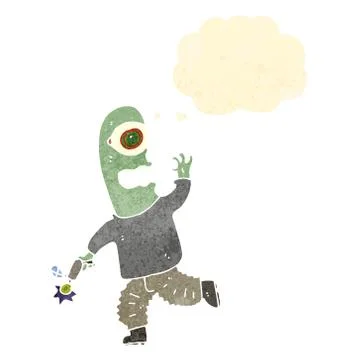 Retro cartoon alien invader Stock Illustration