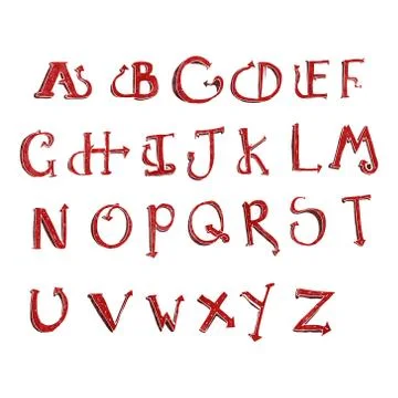 Retro cartoon alphabet with devil tail 스톡 일러스트
