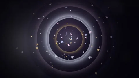Retro cartoon background with concentric circles and floating stars Stock Footage 335862551