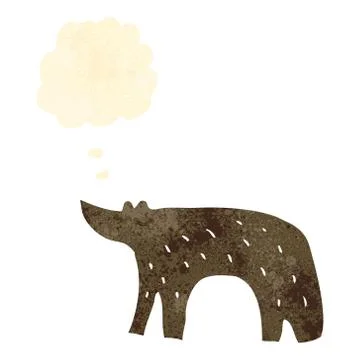 Retro cartoon bear with thought bubble Illustrazione stock