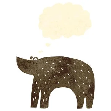 Retro cartoon bear with thought bubble Illustrazione stock