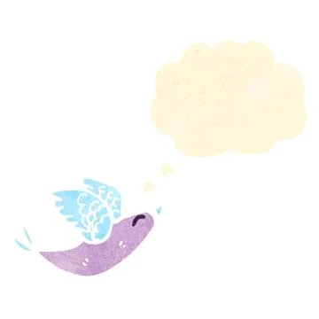Retro cartoon bird with thought bubble Illustrazione stock