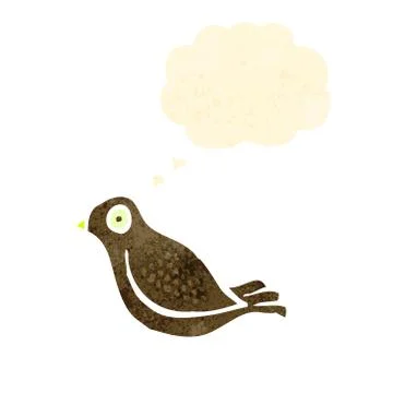 Retro cartoon bird with thought bubble Illustrazione stock