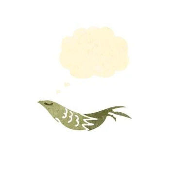 Retro cartoon bird with thought bubble Illustrazione stock