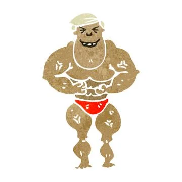 Retro cartoon body builder Stock Illustration
