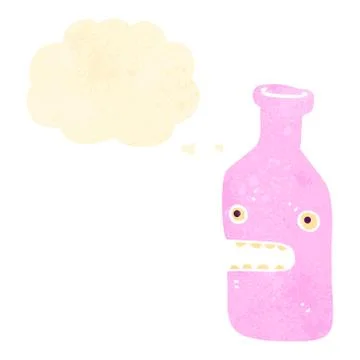 Retro cartoon bottle with thought bubble Illustrazione stock