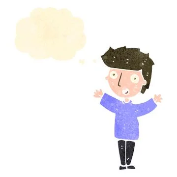 Retro cartoon boy with thought bubble Illustrazione stock