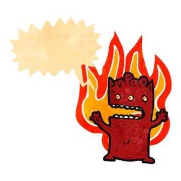 Retro cartoon burning little devil Stock Illustration