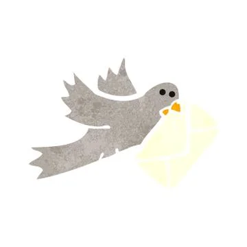 Retro cartoon carrier pigeon Stock Illustration