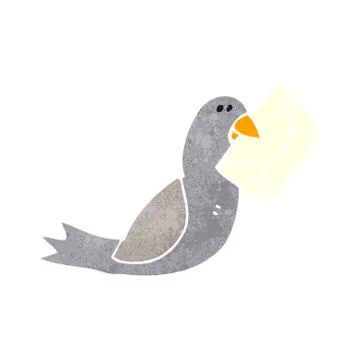 Retro cartoon carrier pigeon Stock Illustration